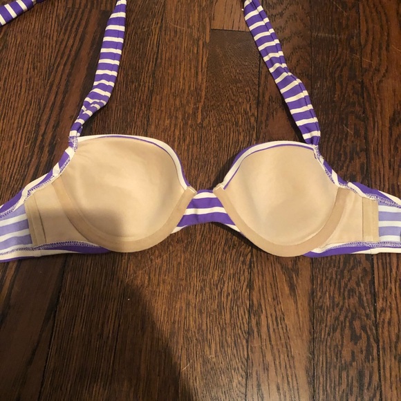 Jcrew purple striped push-up halter bikini top - Picture 4 of 7